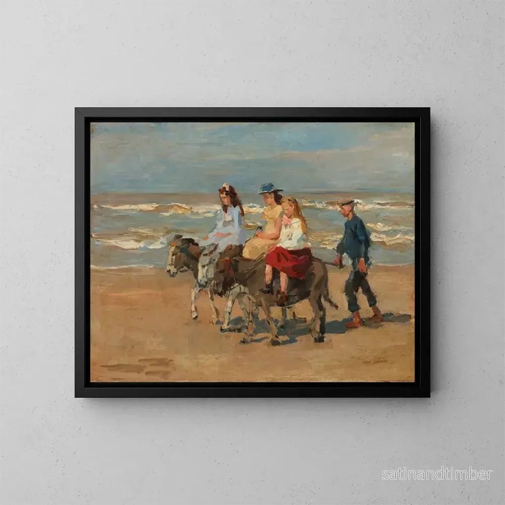 Reproduktion av målningen En ridtur på åsna på Scheveningen-stranden - Isaac Israëls