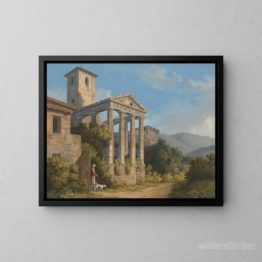 Reproduktion av målningen av Hercules-templet i Cori nära Velletri - Jakob Philipp Hackert