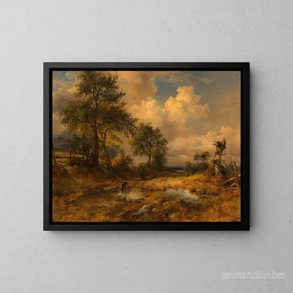 Reproduktion av målningen Le chemin du chariot, chasseur rentrant - Friedrich August Matthias Gauermann
