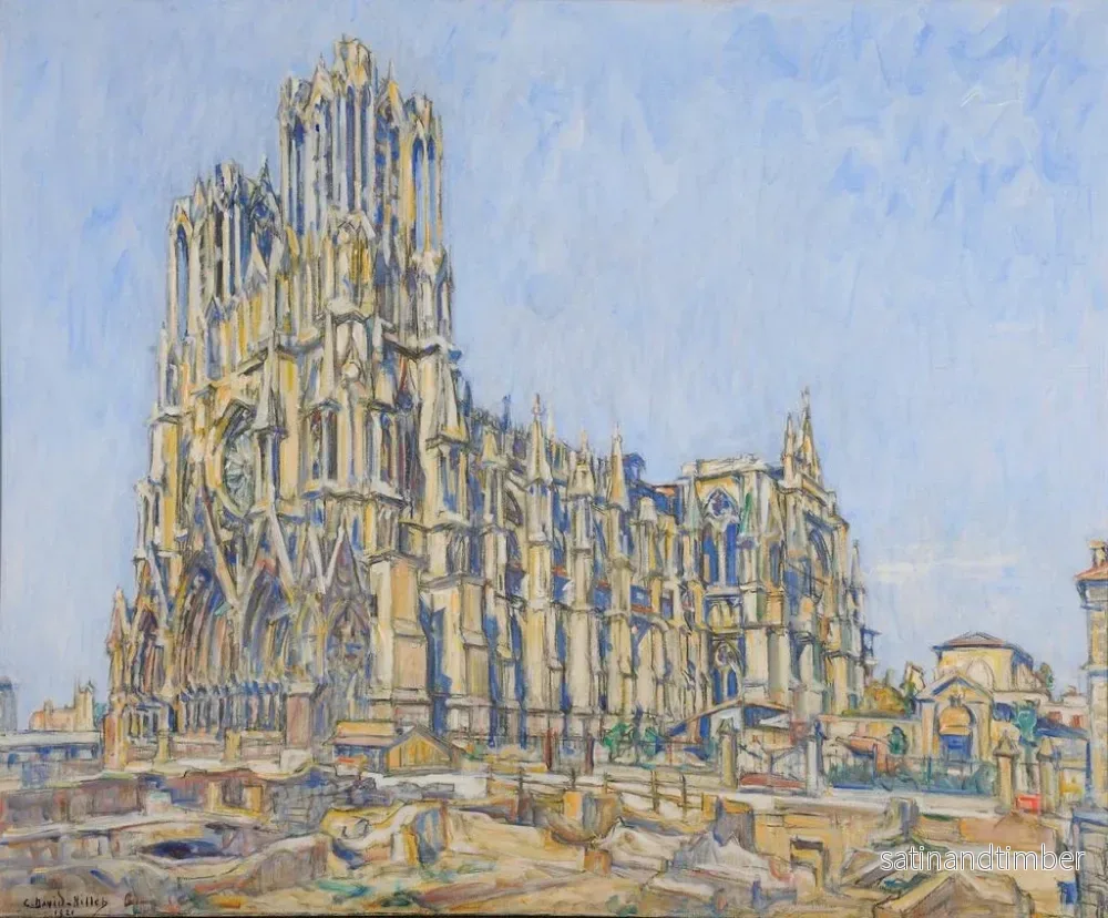 Reproduktion av målningen av Reims domkyrka, södra sidan - Germain David-Nillet - Bild 2