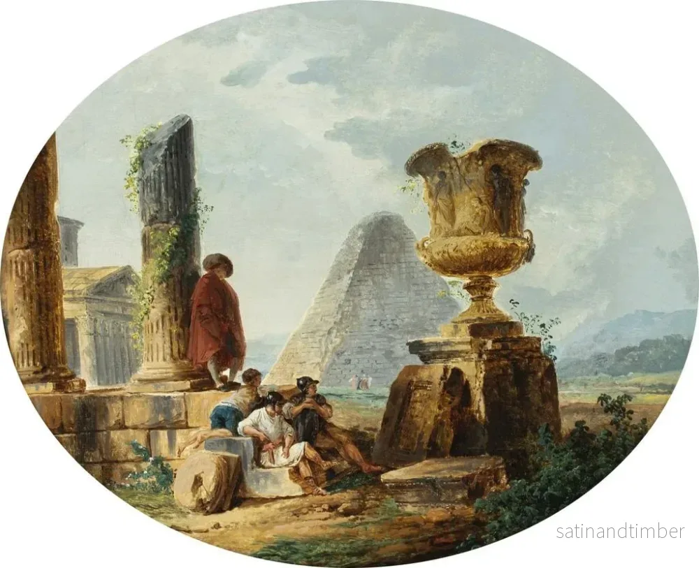 Reproduktion av målningen Landskap med soldater och en pyramid - Hubert Robert - Bild 2