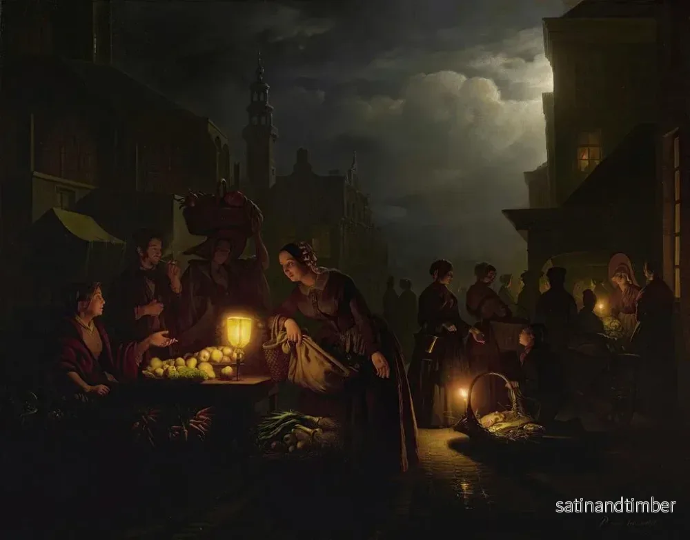 Reproduktion av målningen Le marché aux chandelles - Petrus van Schendel - Bild 2