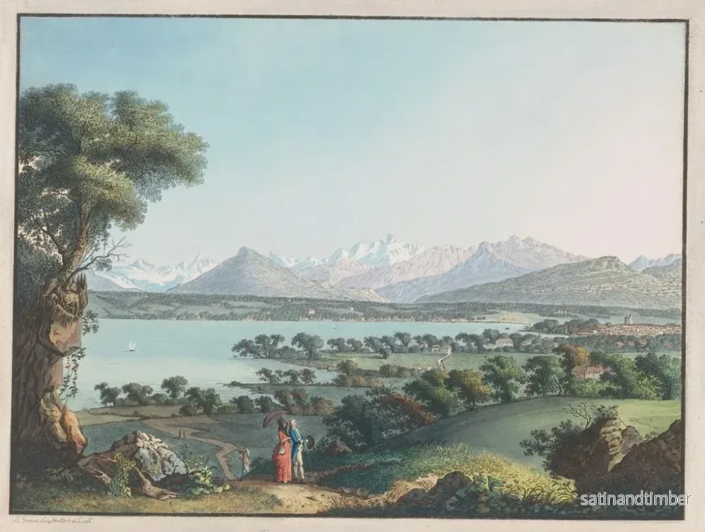 Reproduktion av målningen Vue du Mont-Blanc et d'une partie de Genève - Carl Ludwig Hackert - Bild 2