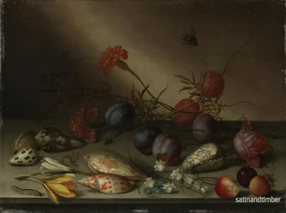 Reproduktion av målningen av naturtavla med snäckor, frukter och blommor - Balthasar van der Ast - Bild 2