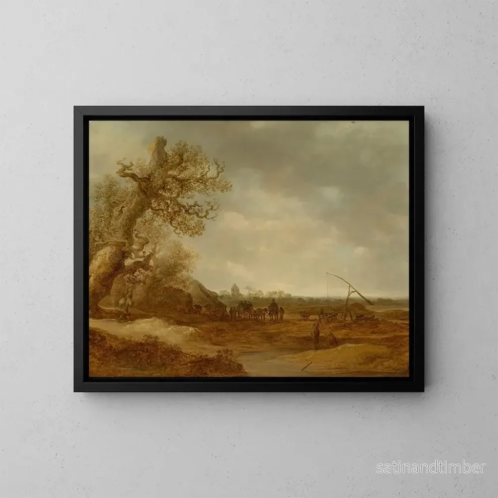 Reproduktion av målningen av ett sanddyne-landskap med figurer - Jan van Goyen