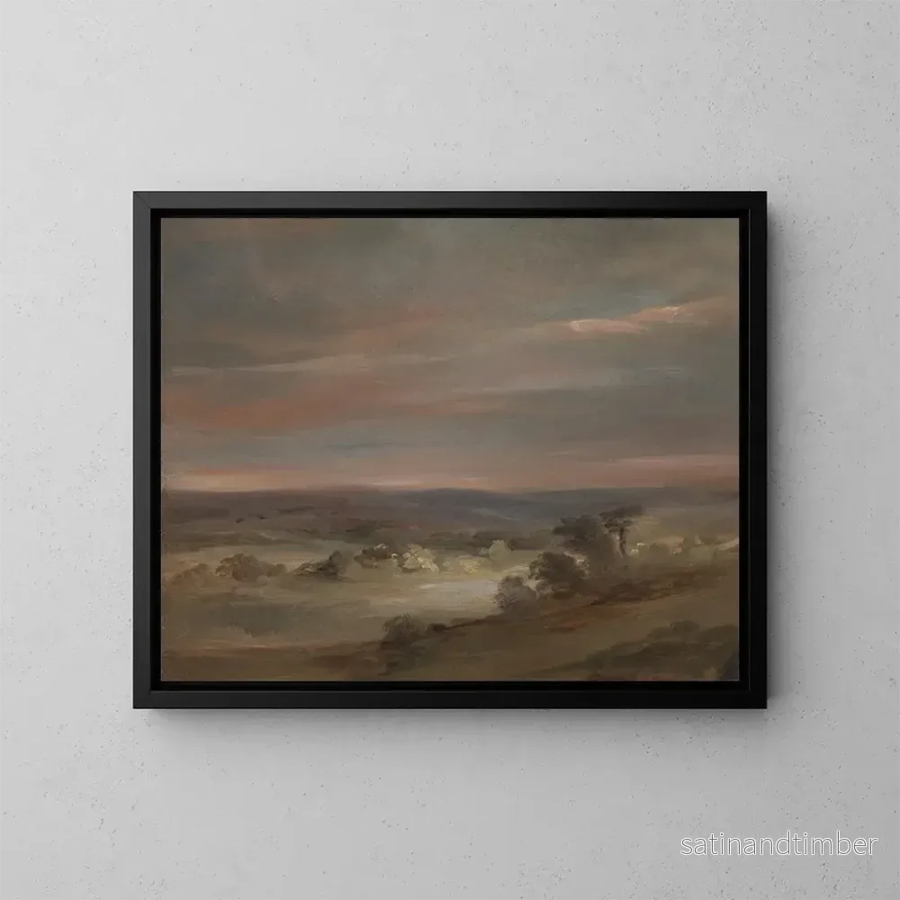 Reproduktion av tavlan En vy över Hampstead Heath i gryningen - John Constable