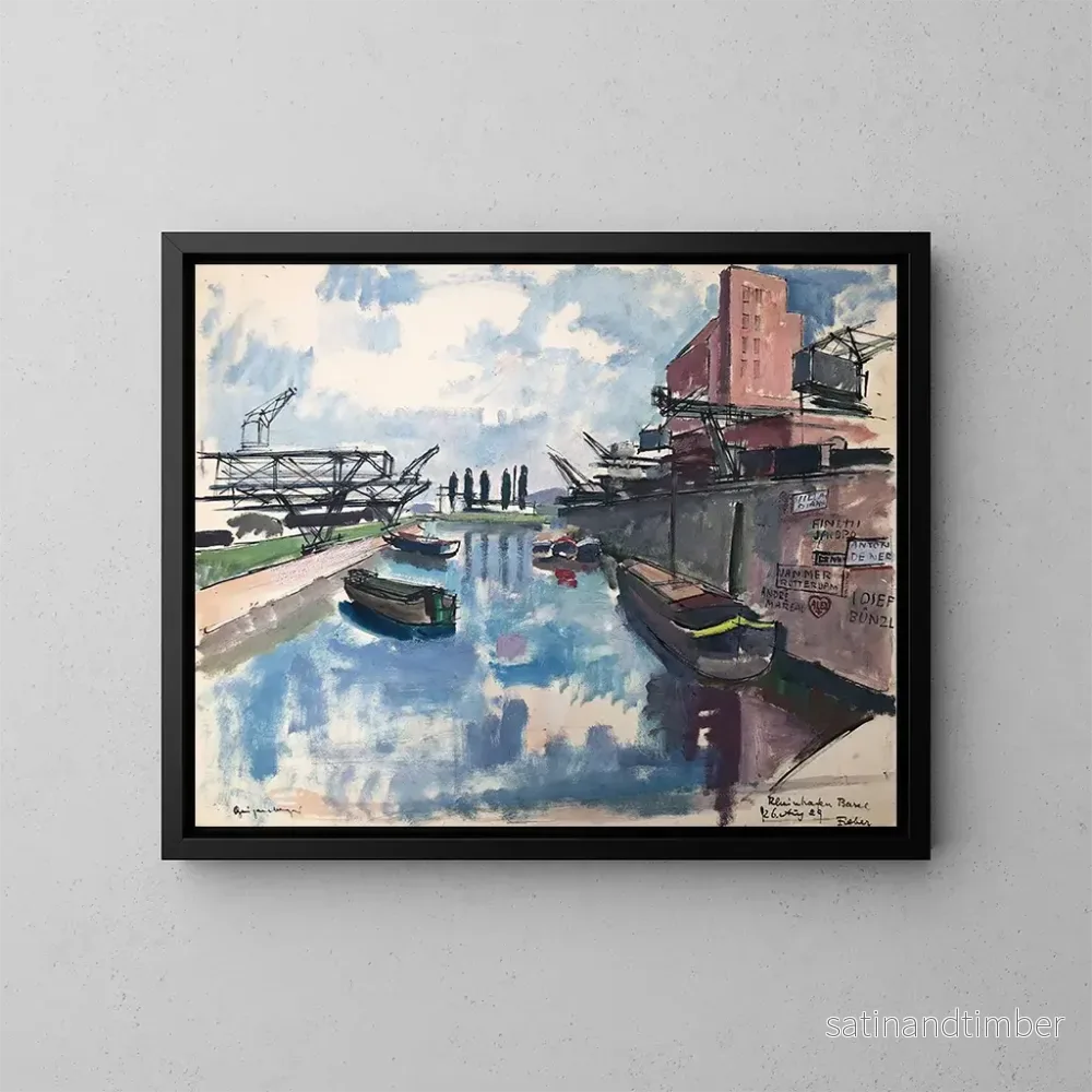 Reproduktion av målningen Port du Rhin à Bâle - Otto Geigenberger