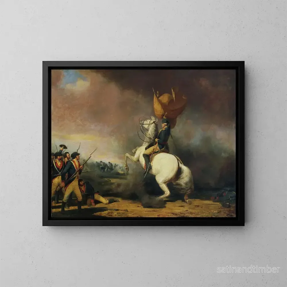Reproduktion av målningen Washington som samlar amerikanerna vid slaget vid Princeton - William Tylee Ranney
