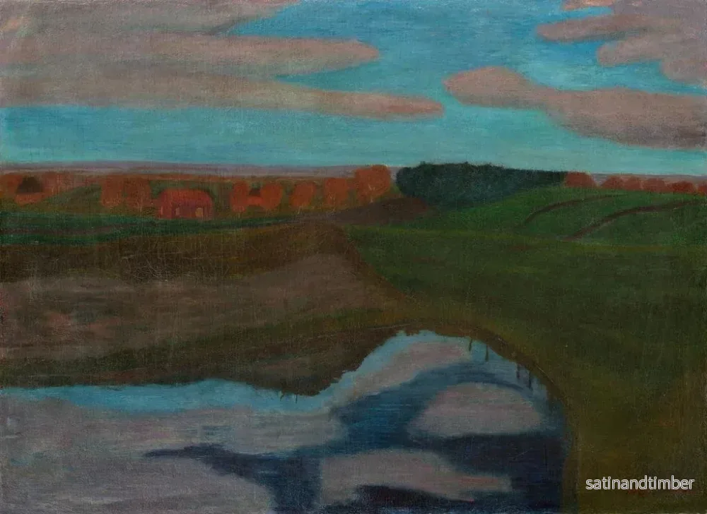 Reproduktion av målningen Landskapsbild av höst vid Weyerberg med tempel - Paula Modersohn-Becker - Bild 2