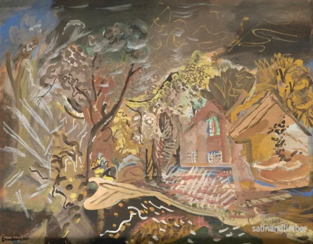 Reproduktion av målningen La maison Croft à Bradford-on-Tone, Taunton, Somerset - Frances Hodgkins - Bild 2