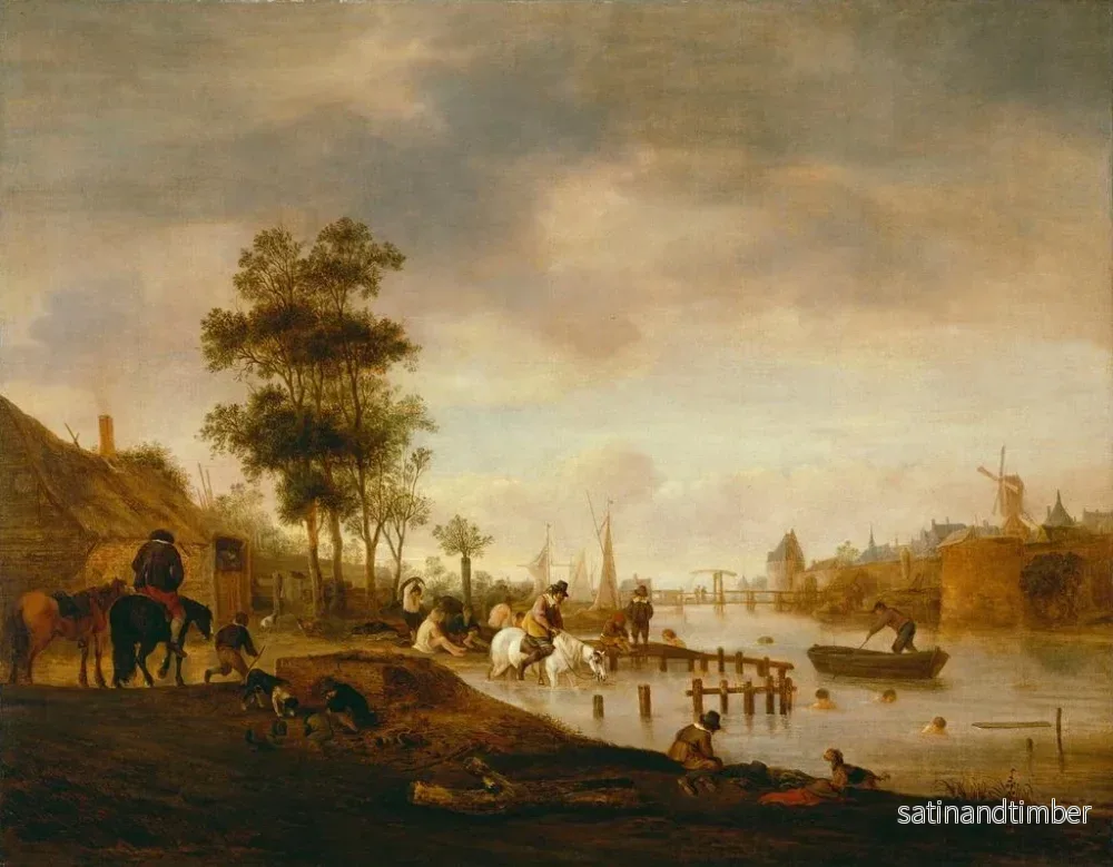 Reproduktion av målningen Landskapsflod med badare - Isaac van Ostade - Bild 2