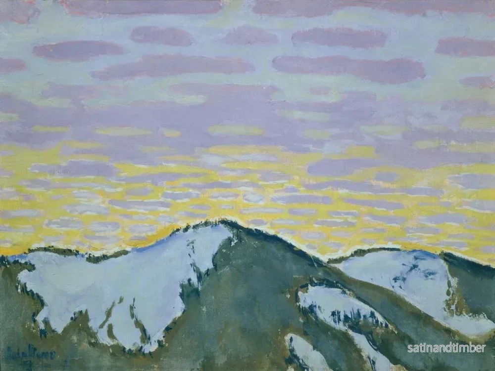 Reproduktion av målningen av snötäckta bergstopp vid skymningen - Koloman Moser - Bild 2