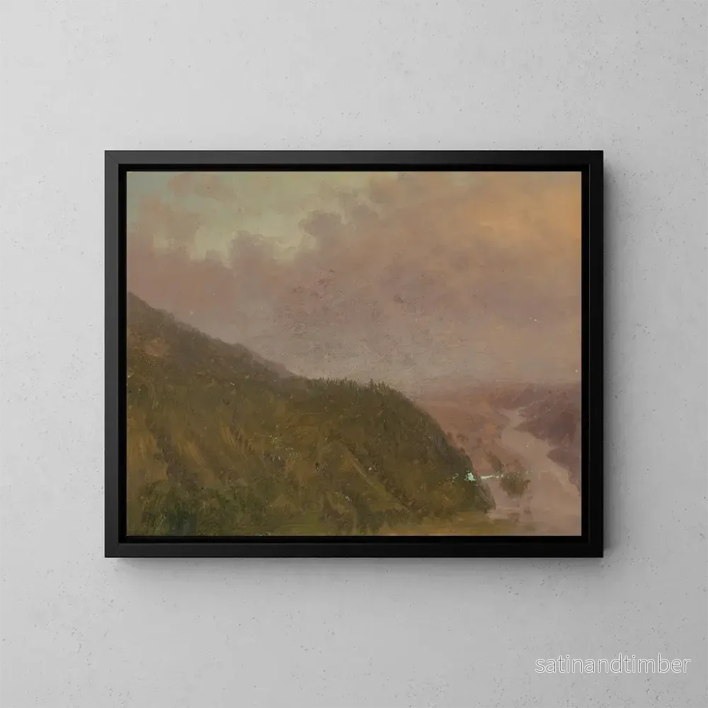 Reproduktion av målningen Vallée vy från toppen av en hög kulle i Europa - Frederic Edwin Church
