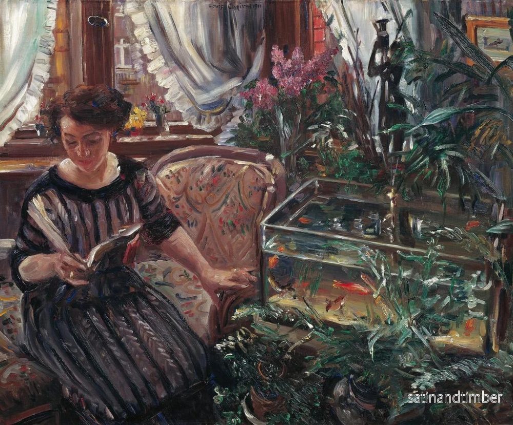 Reproduktion av målningen Dame au bassin de poissons rouges - Lovis Corinth - Bild 2