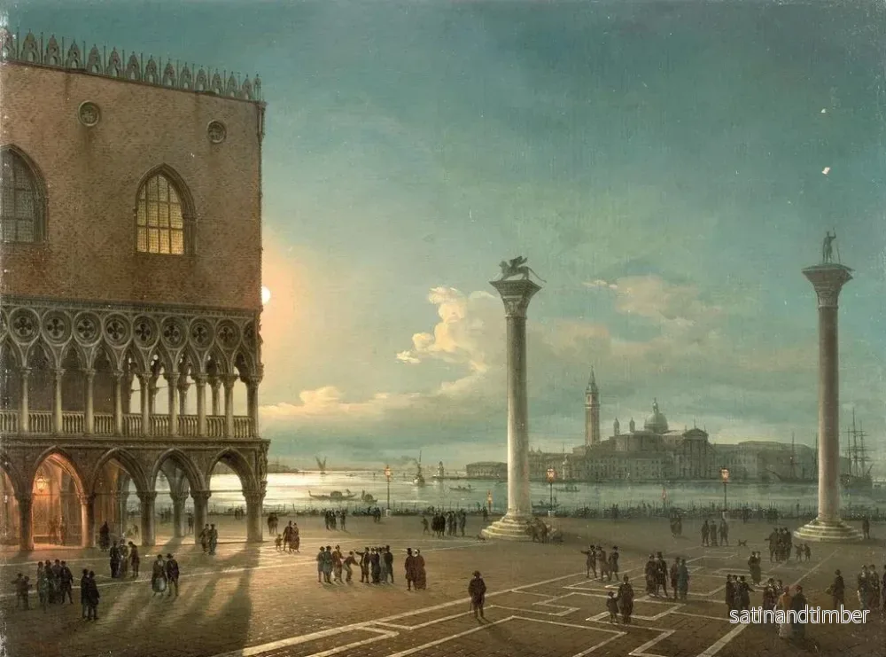 Reproduktion av målningen La Piazzetta de San Marco au clair de lune à Venise - Giovanni Grubacs - Bild 2