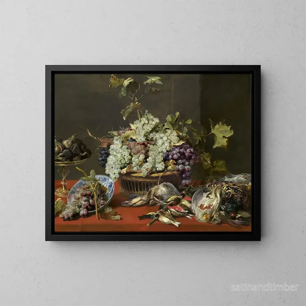 Reproduktion av målningen av naturtavla med druvor och jaktbyten - Frans Snyders