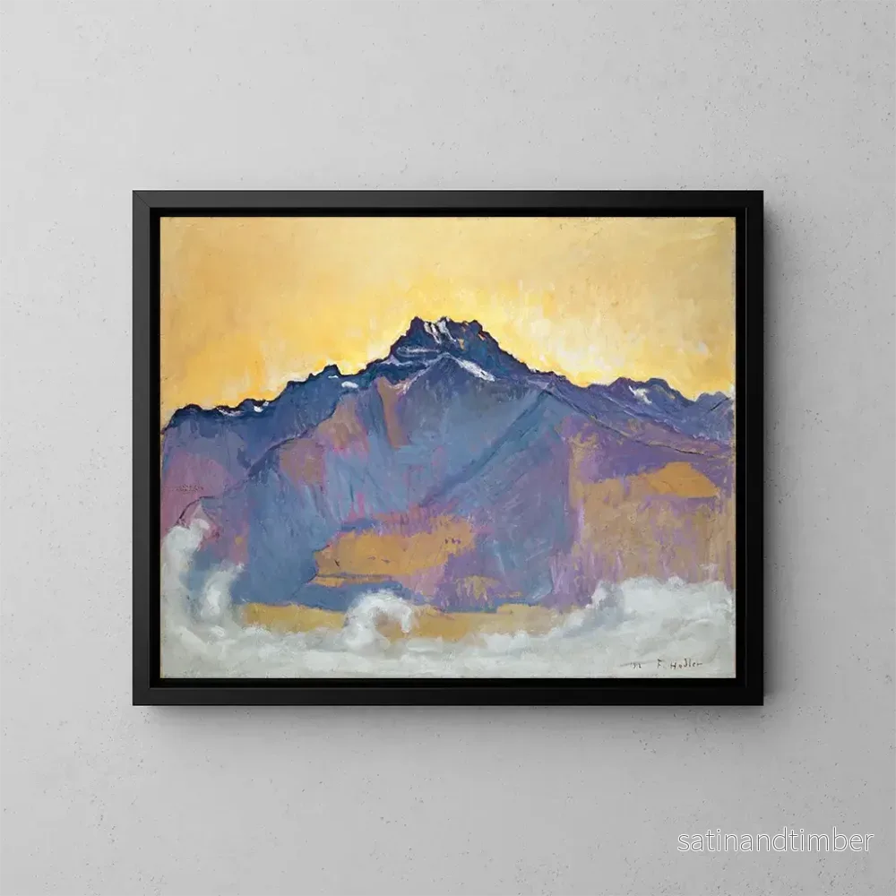 Reproduktion av målningen Les Dents du Midi sedd från Chesires - Ferdinand Hodler