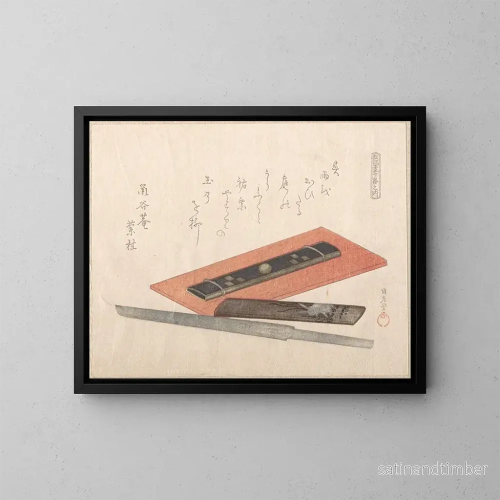 Reproduktion av målningen Couteau et deux poignées de couteau - Kubo Shunman