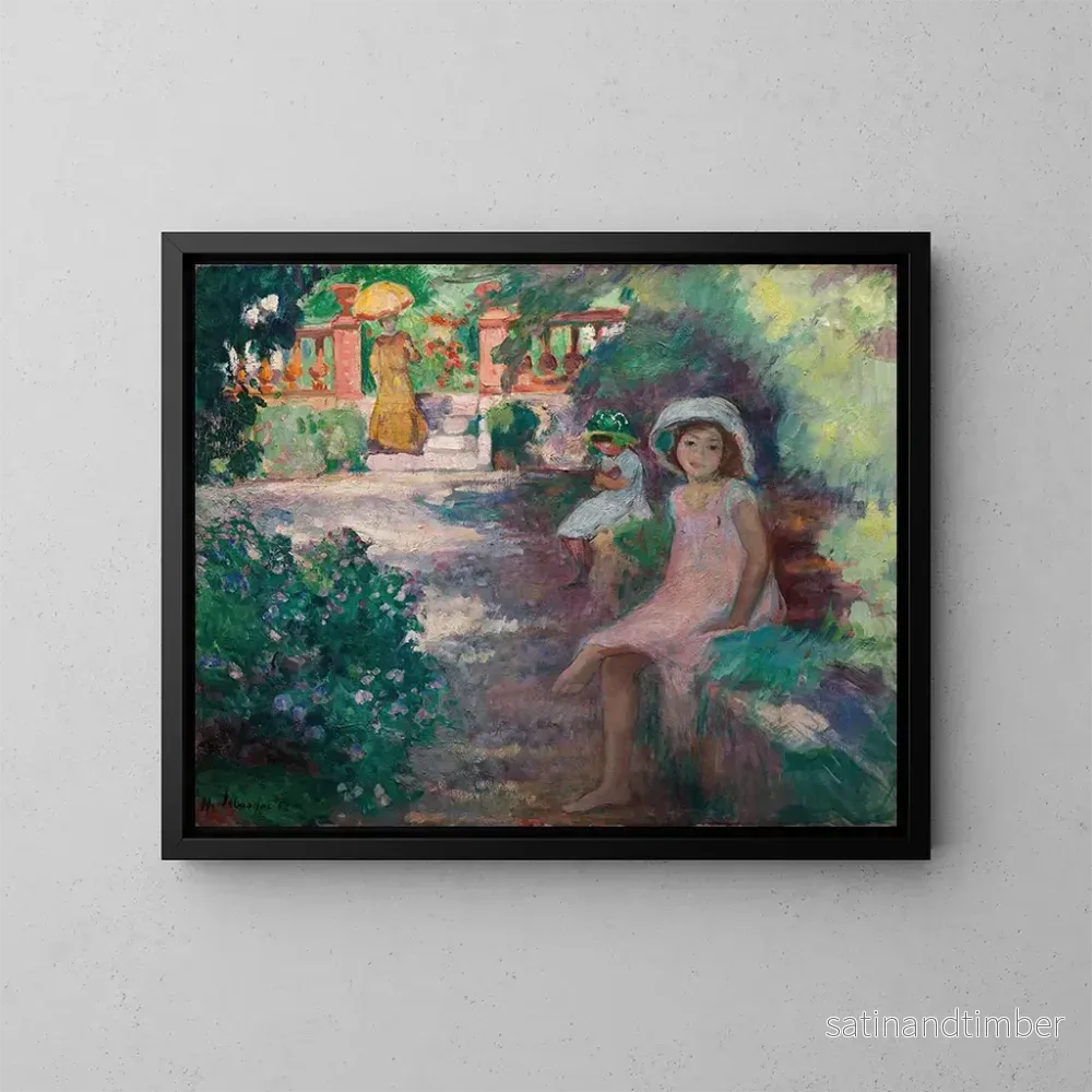 Reproduktion av målningen Under mimosa-träden, flickorna - Henri Lebasque