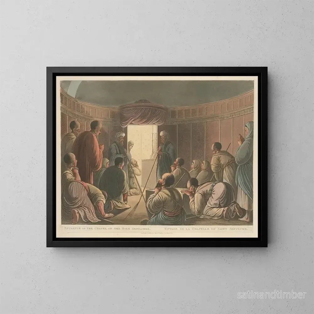 Reproduktion av målningen Entré till kapellet i Den Heliga Gravens kyrka - Luigi Mayer