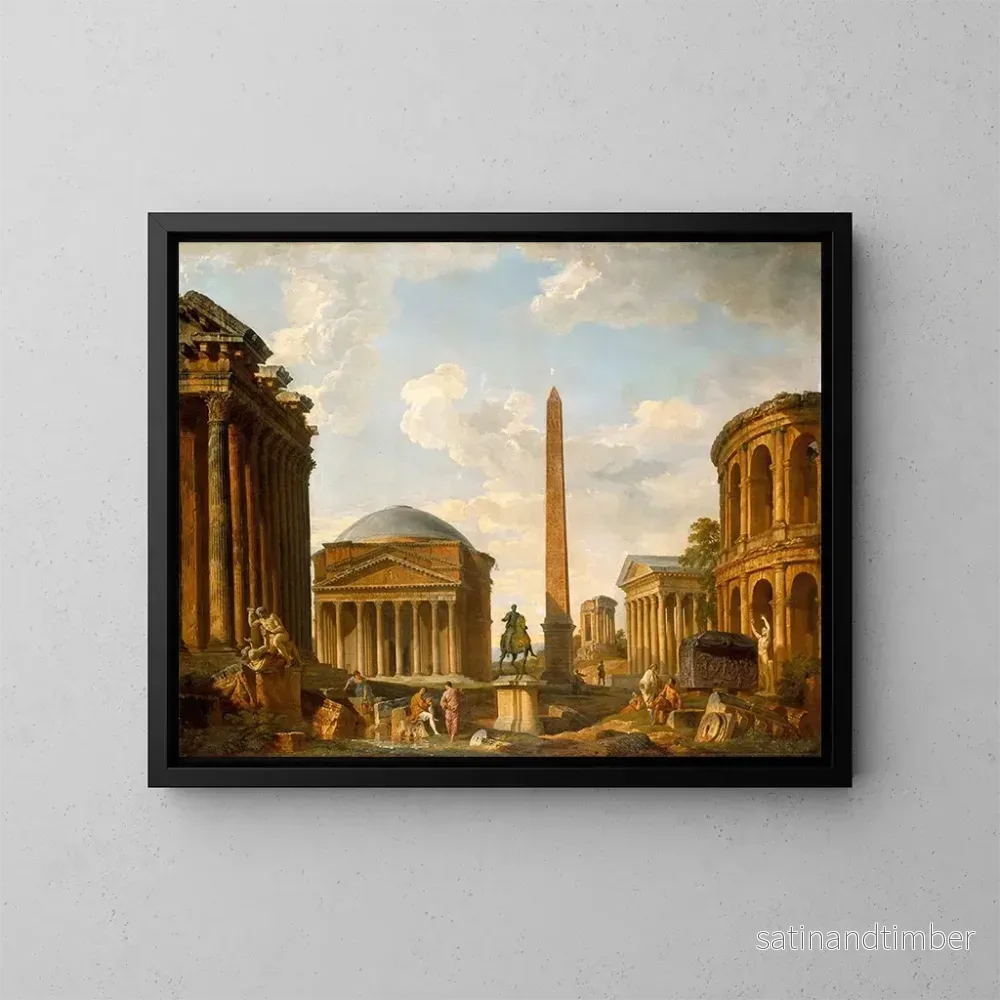Reproduktion av målningen Roman Caprice: Le Panthéon et autres monuments – Giovanni Paolo Panini Reproduktion av målningen Roman Caprice: Le Panthéon et autres monuments – Giovanni Paolo Panini