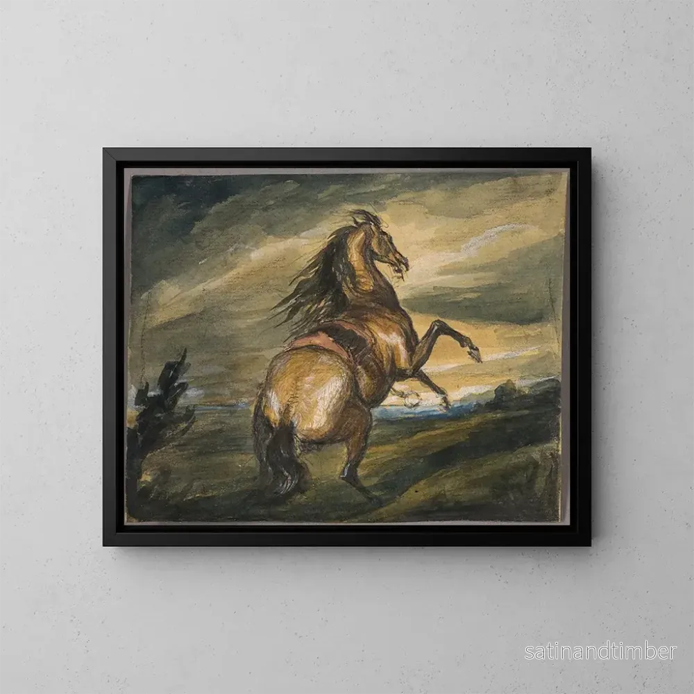 Reproduktion av målningen av ryttare på stridshäst - Sir Edwin Henry Landseer