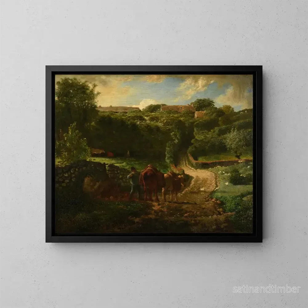 Reproduktion av målningen Hameau Cousin Gréville - Jean-François Millet