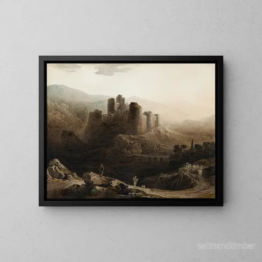 Reproduktion av målningen Lune sur le château de Chepstow - John Martin