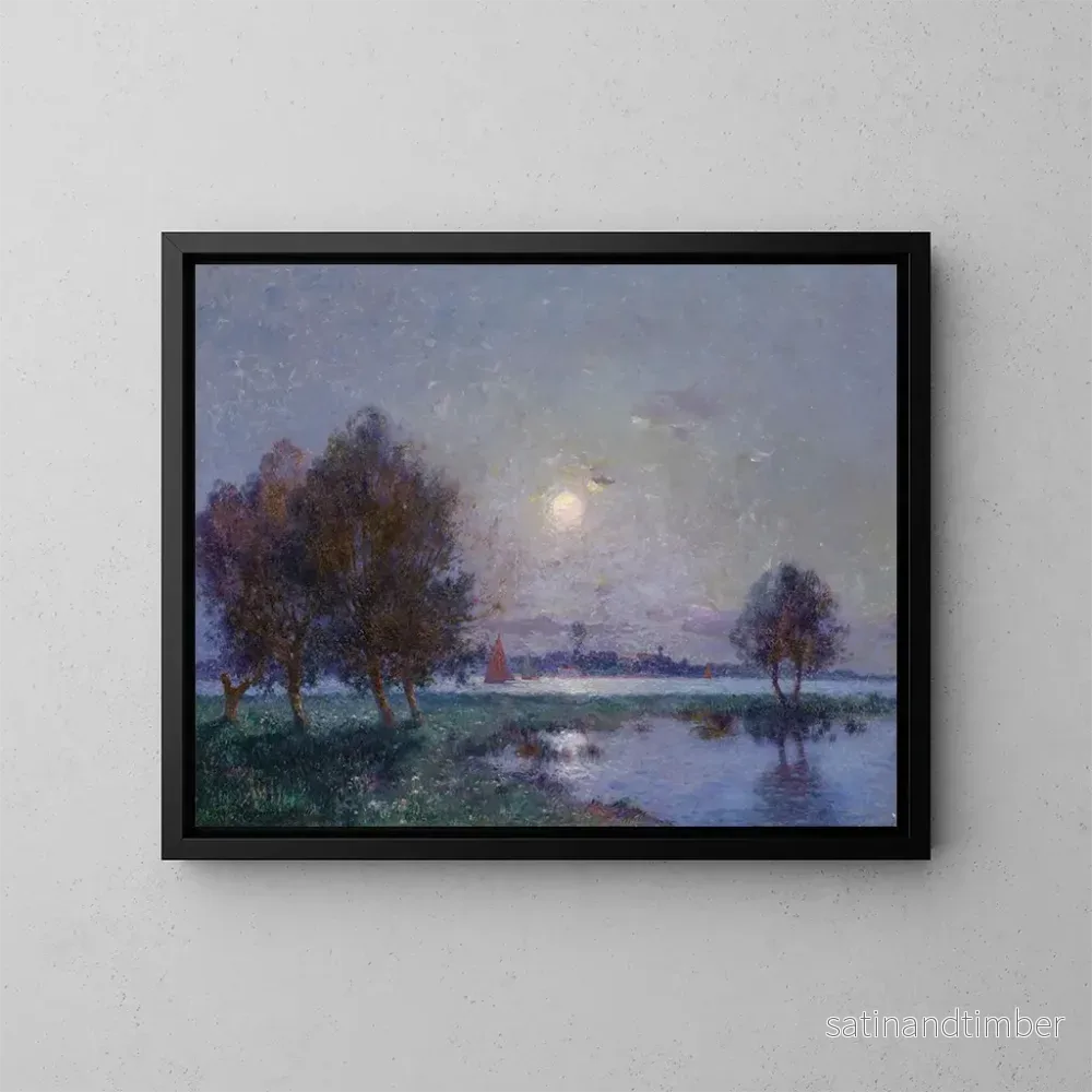 Reproduktion av målningen Bord de Loire au clair de lune - Ferdinand du Puigaudeau
