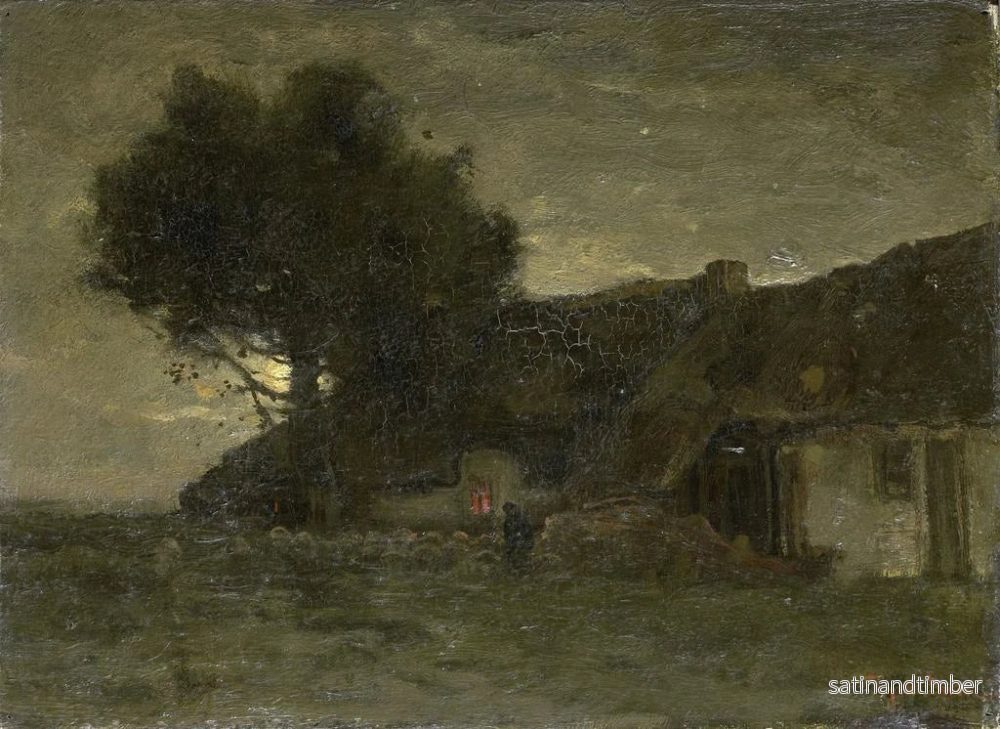Reproduktion av målningen av ett fårhus vid skymningen - Théophile de Bock - Bild 2