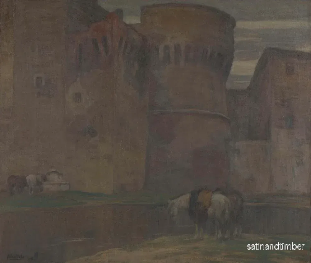 Reproduktion av målningen av ett slott i Umbrien - Ferruccio Scattola - Bild 2