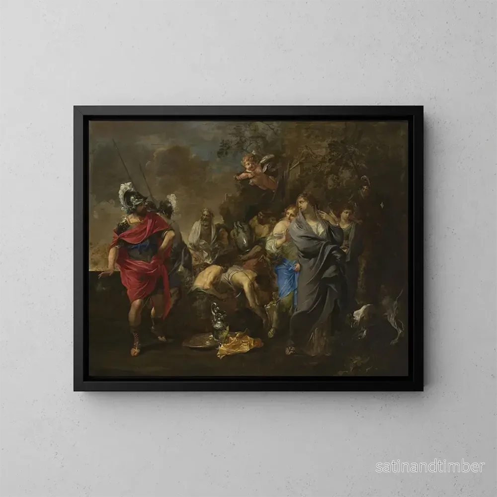 Reproduktion av målningen Énée och Didon - Charles Alphonse Du Fresnoy
