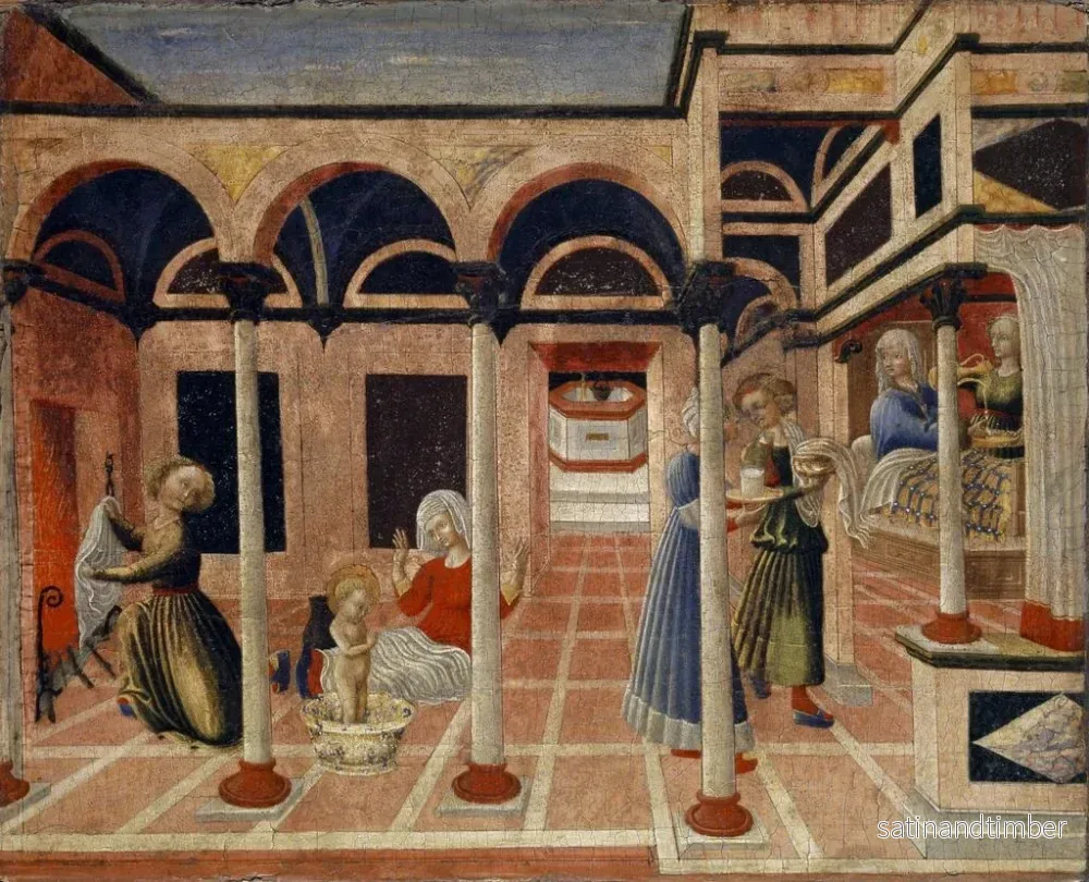 Reproduktion av målningen Le miracle à la naissance de saint Nicolas - Pietro di Giovanni d'Ambrogio - Bild 2