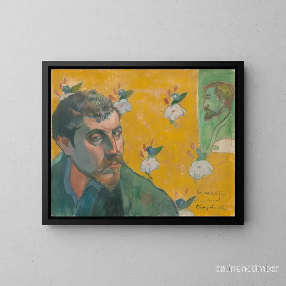 Reproduktion av målningen Självporträtt med porträtt av Bernard Les Misérables - Paul Gauguin