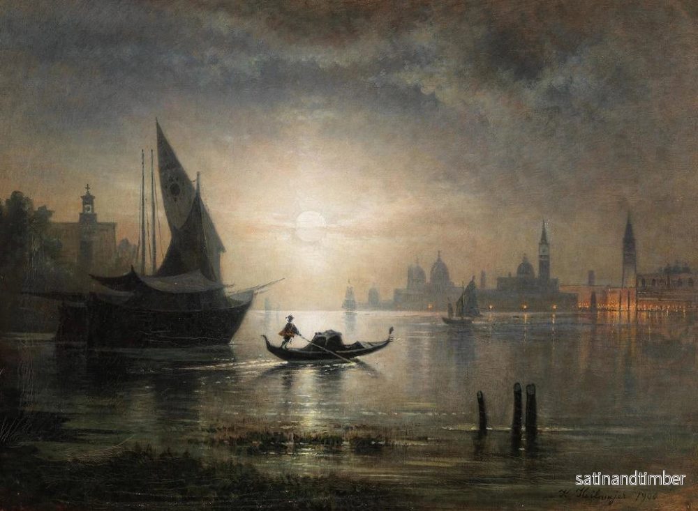 Reproduktion av målningen Venise, en månkväll i bassängen - Karl Heilmayer - Bild 2