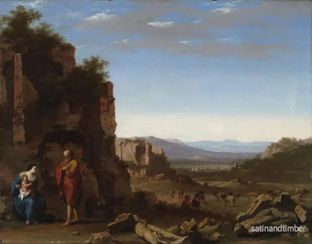Reproduktion av målningen Le Repos pendant la Fuite en Égypte - Cornelis van Poelenburch - Bild 2