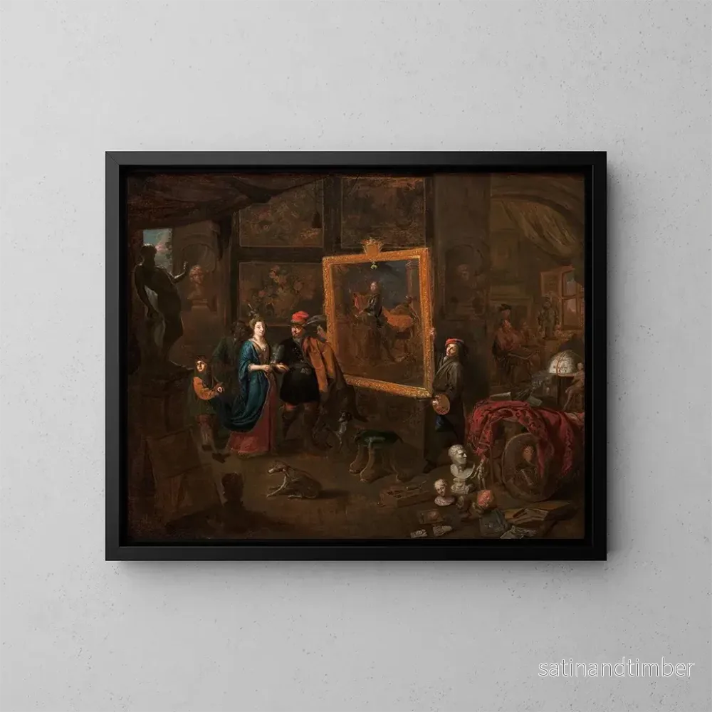 Reproduktion av målningen Atelier d'un peintre - Balthasar van den Bossche