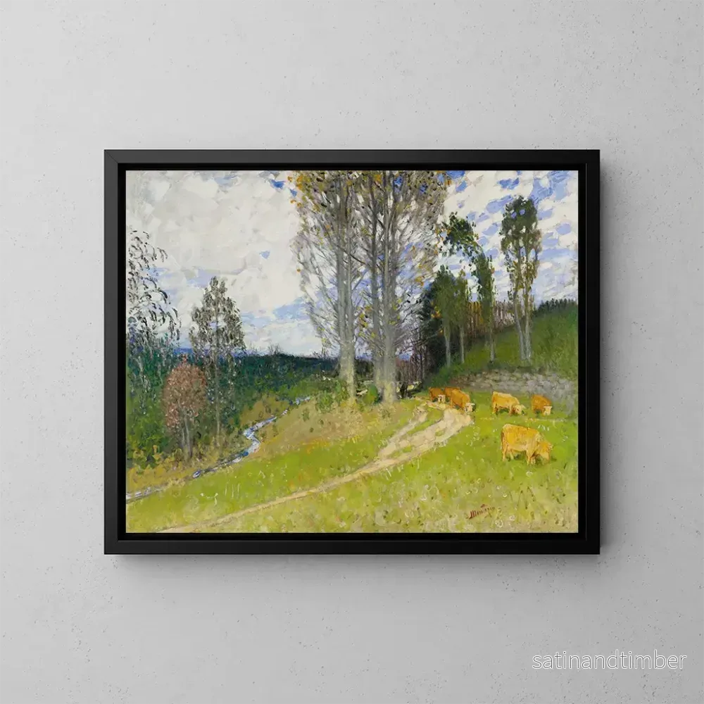 Reproduktion av målningen La montée au pâturage - Pierre-Eugène Montzin