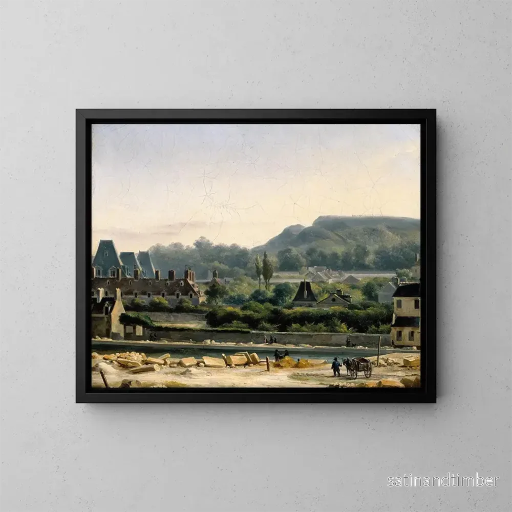 Reproduktion av målningen Vue de l'Hôpital Saint-Louis et des Buttes-Chaumont - Hippolyte Benjamin Adam