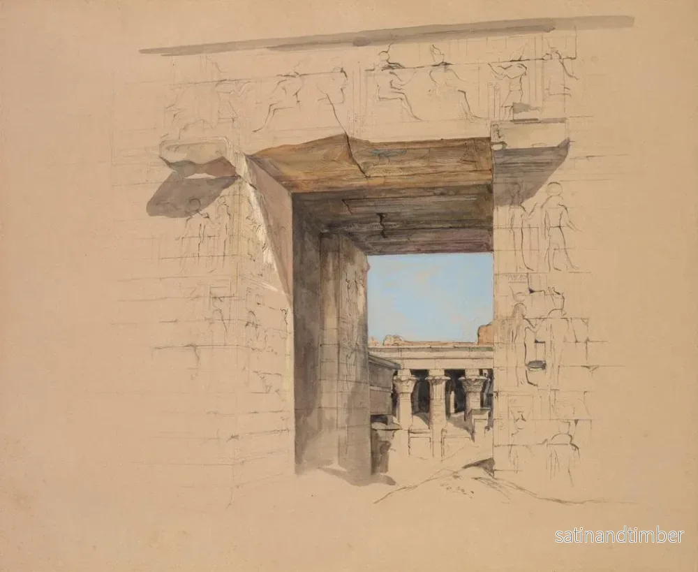 Reproduktion av målningen av Le temple d'Edfou, la porte du pylône - John Frederick Lewis - Bild 2