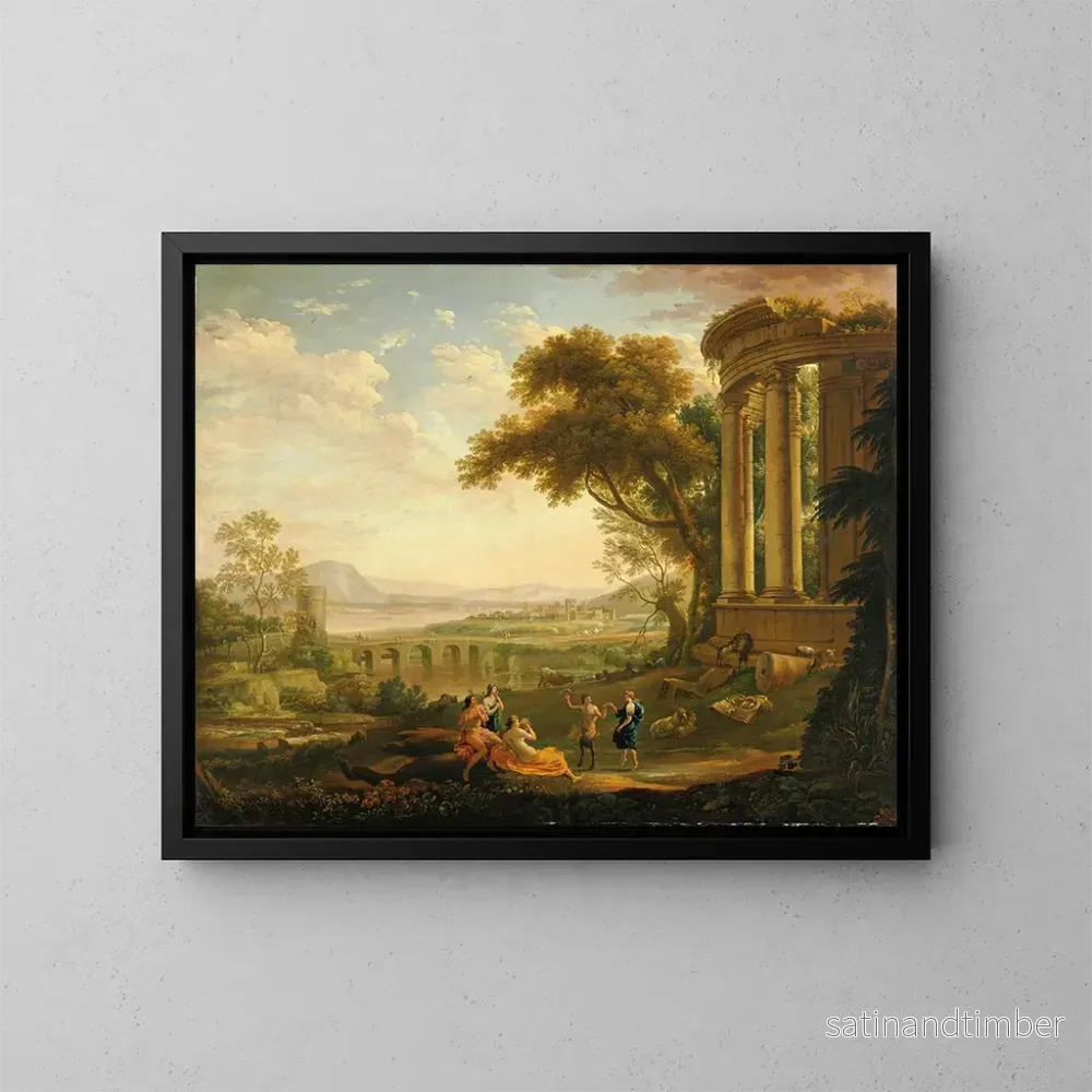 Reproduktion av målningen Landskap med satyr och nymf – Claude Lorrain