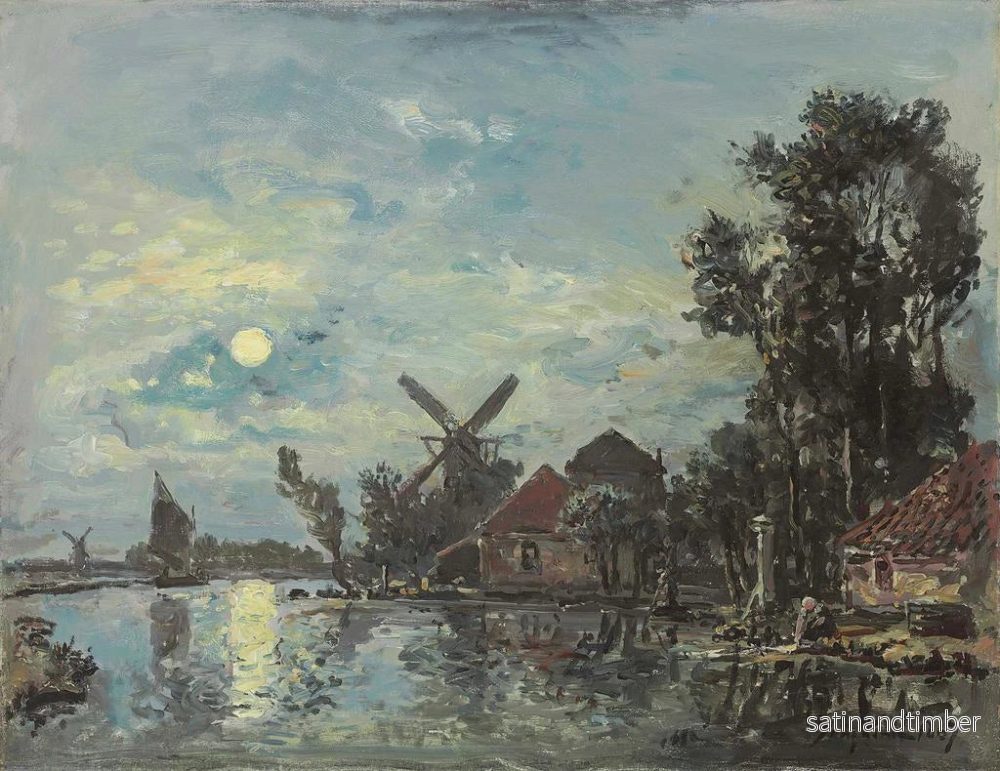 Reproduktion av målningen Effet de lune sur l'estuaire en Hollande - Johan Barthold Jongkind - Bild 2