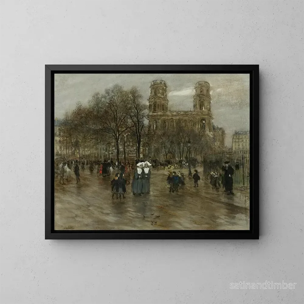 Reproduktion av målningen Place Saint-Sulpice, Paris - Jean François Raffaëlli