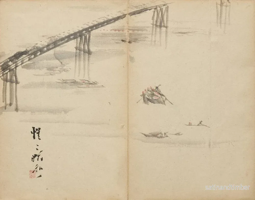 Reproduktion av målningen Båtar på en flod - Kawanabe Kyōsai - Bild 2