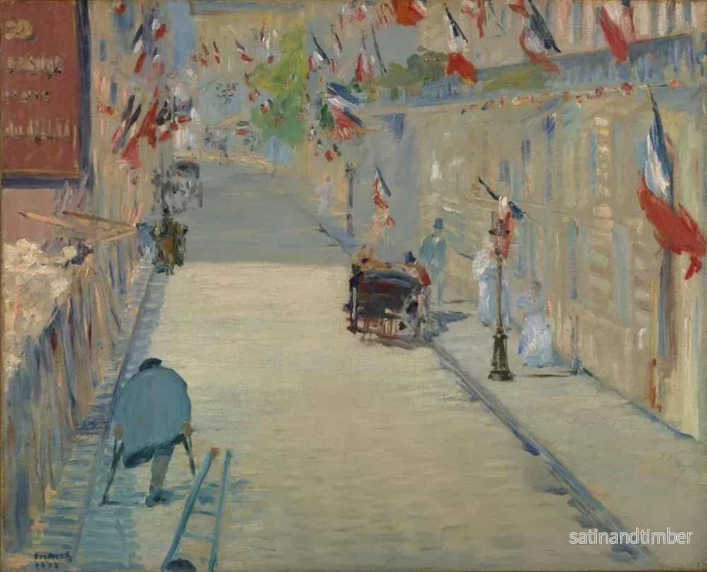 Reproduktion av målningen La rue Mosnier avec des drapeaux - Édouard Manet - Bild 2