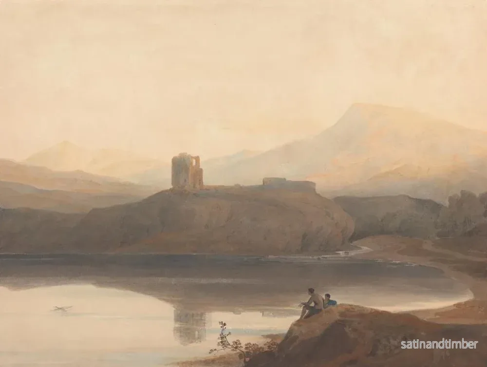 Reproduktion av målningen av Llanberis-sjön med Dolbadarn-slottet - John Varley - Bild 2
