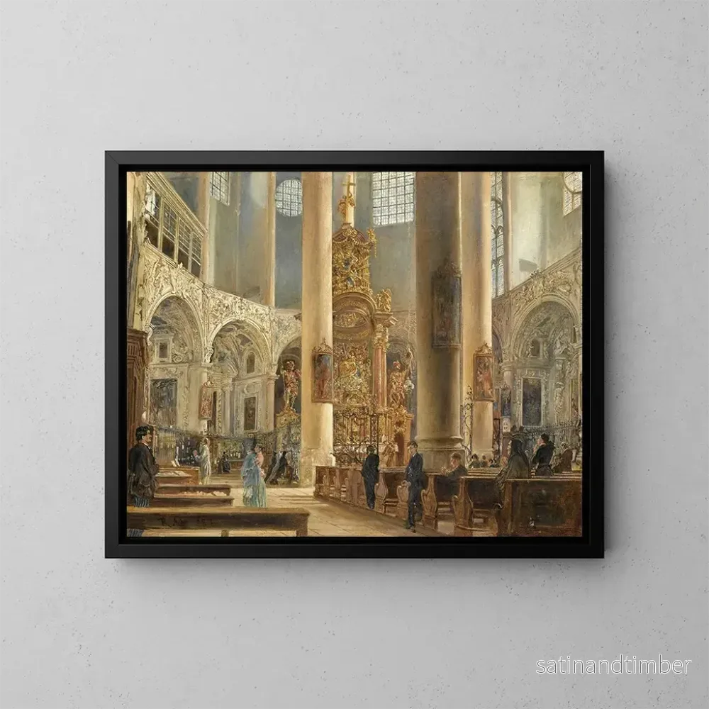 Reproduktion av målningen av den inre kyrkan av franciskanerklostret i Salzburg - Rudolf von Alt