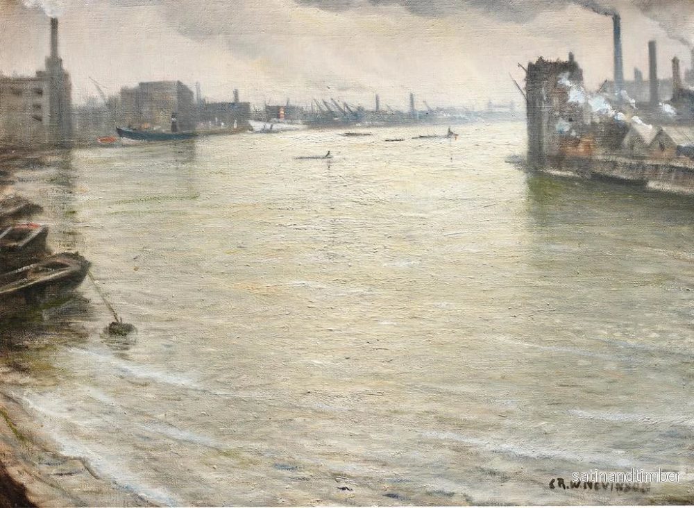 Reproduktion av målningen La Tamise sett mot London Tower - Christopher R W Nevinson - Bild 2