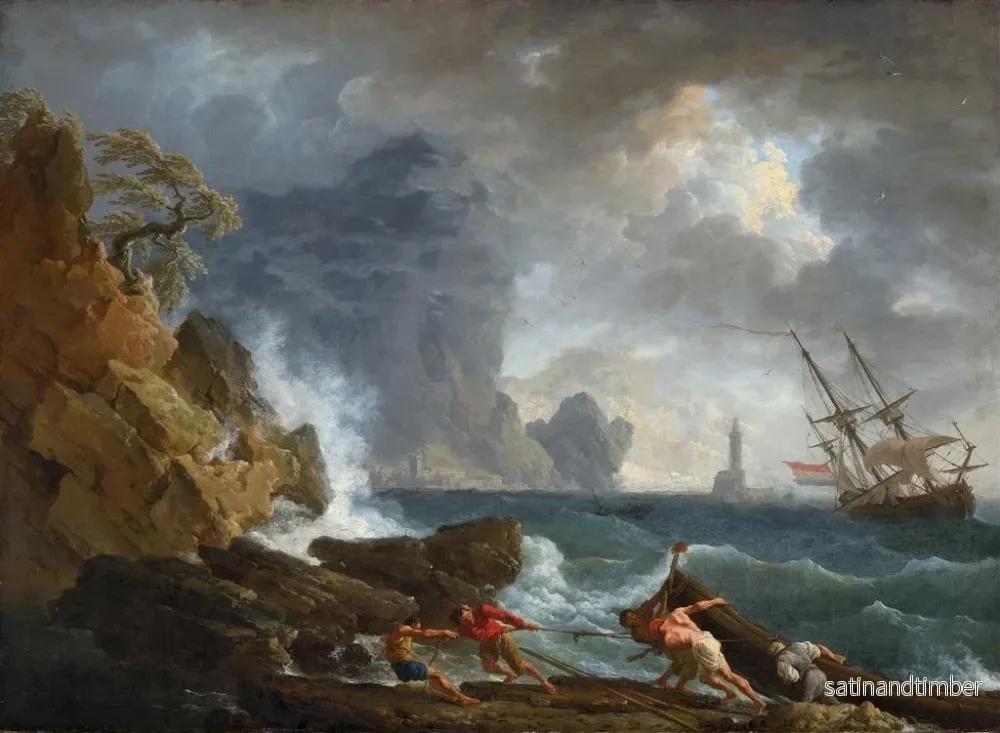 Reproduktion av målningen En italiensk hamn vid åskväder - Claude-Joseph Vernet - Bild 2