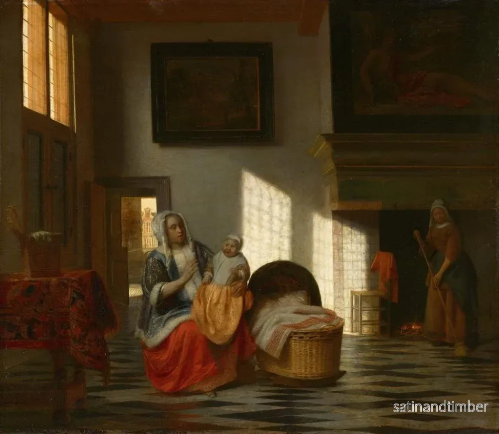 Reproduktion av målningen inomhus med mor och barn - Pieter de Hooch - Bild 2